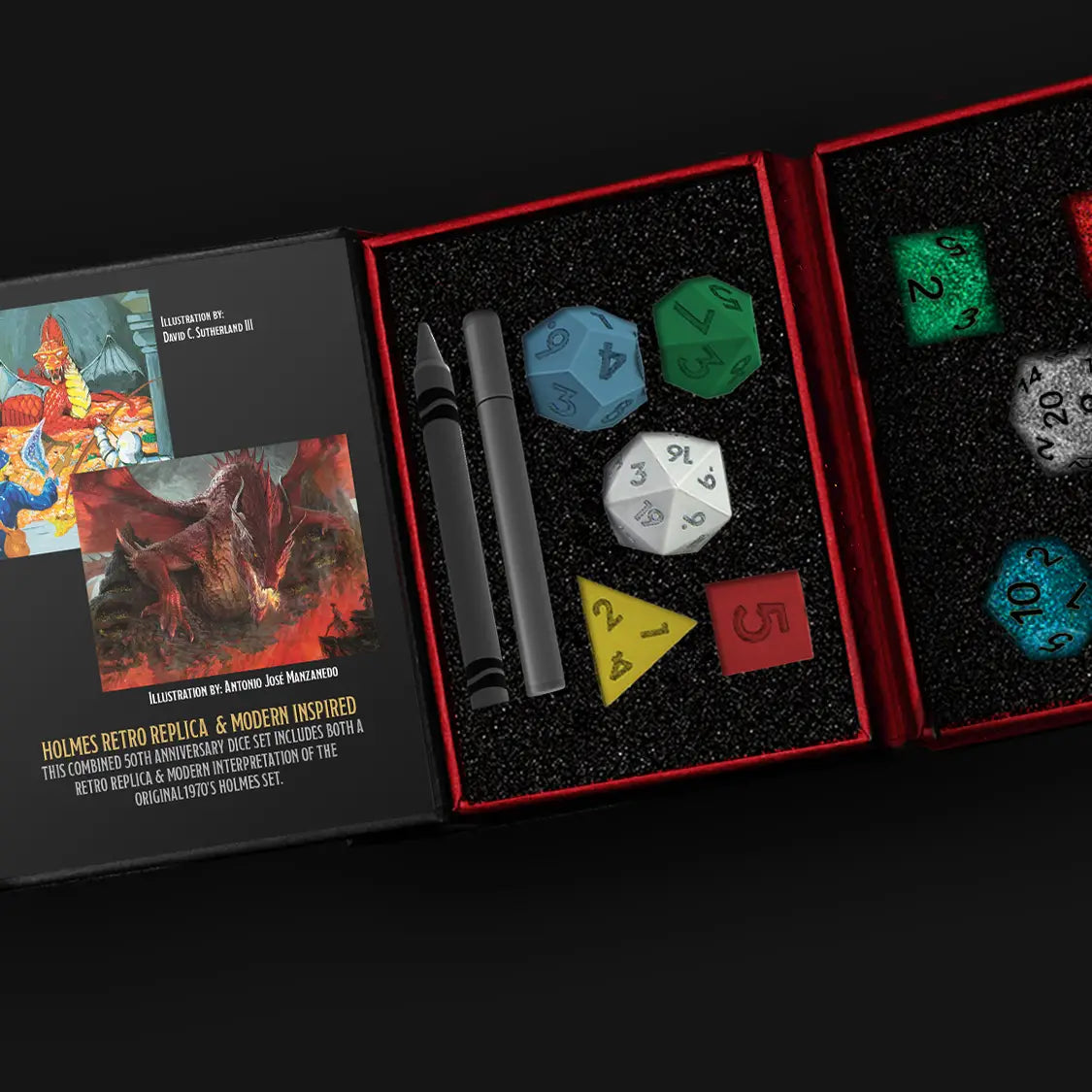 Fanroll Dungeons And Dragons 50th Anniversary Holmes Retro Replica Dice Set