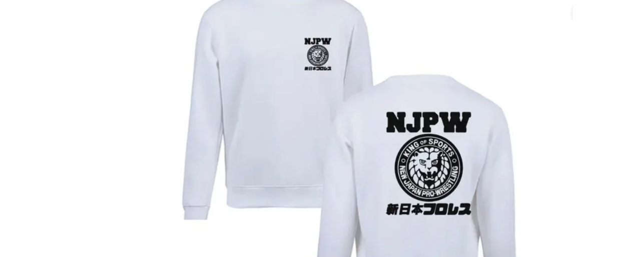 New Japan Pro Wrestling Long Sleeve Sweatshirt--White